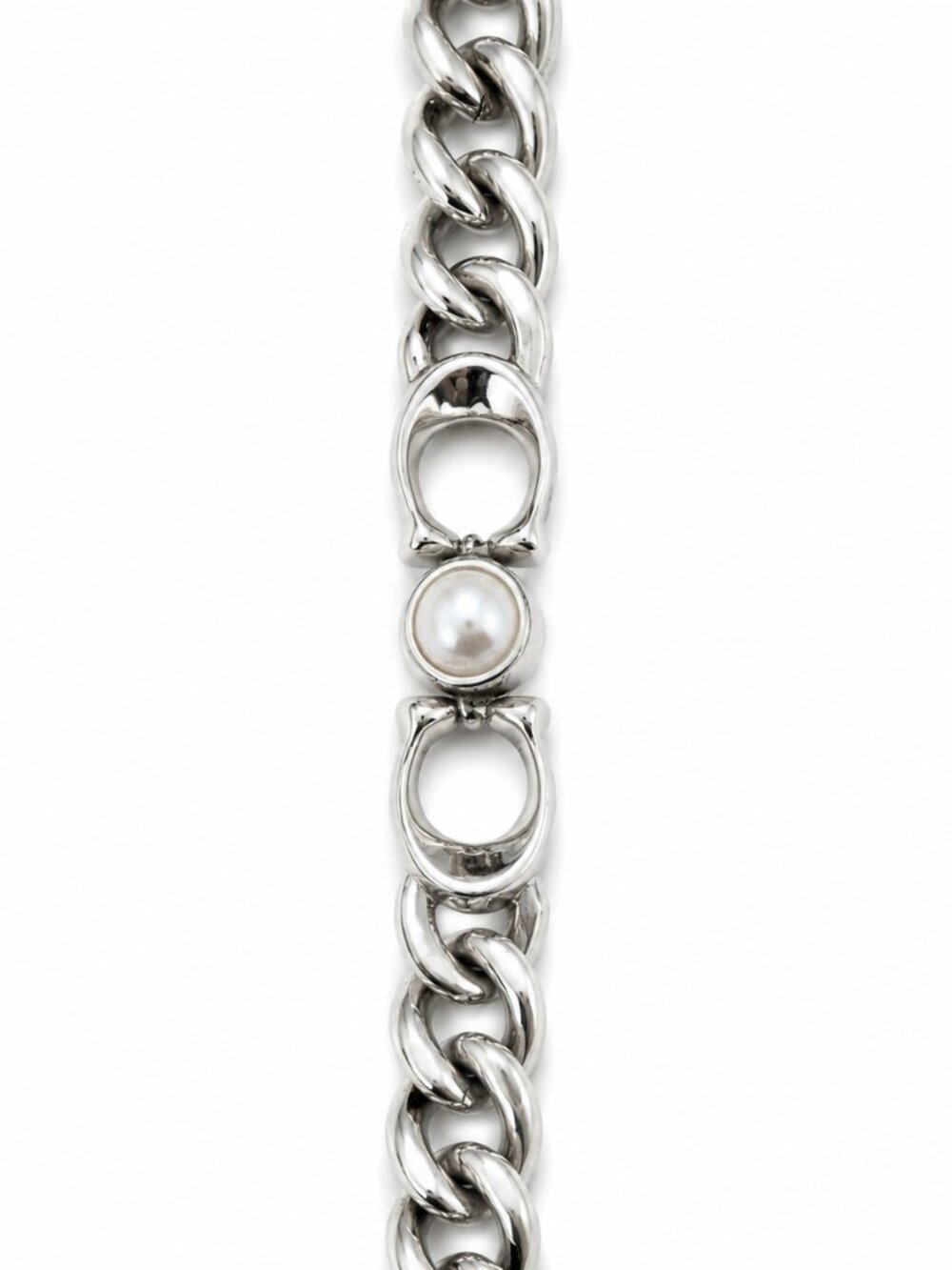 Coach Pearl Link Silver Tone Chain Bracelet Designer Jewelry - Picture 4 of 5